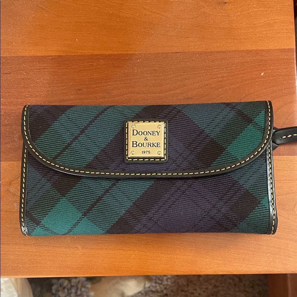 Dooney & Bourke Plaid Wallet in Green and Black